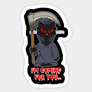 Grim Reaper Halloween Cat Sticker